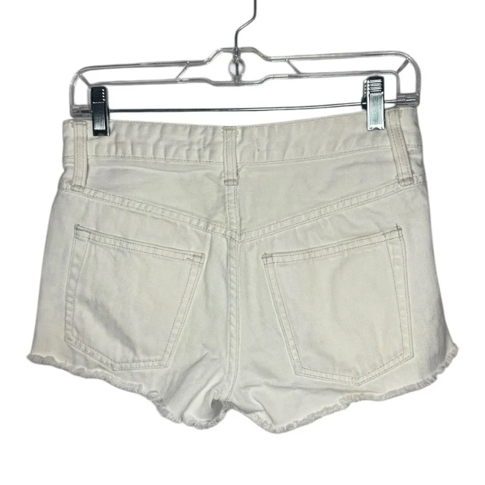 Free People White Denim Button Fly Cutoff Shorts.‎ Size 25.